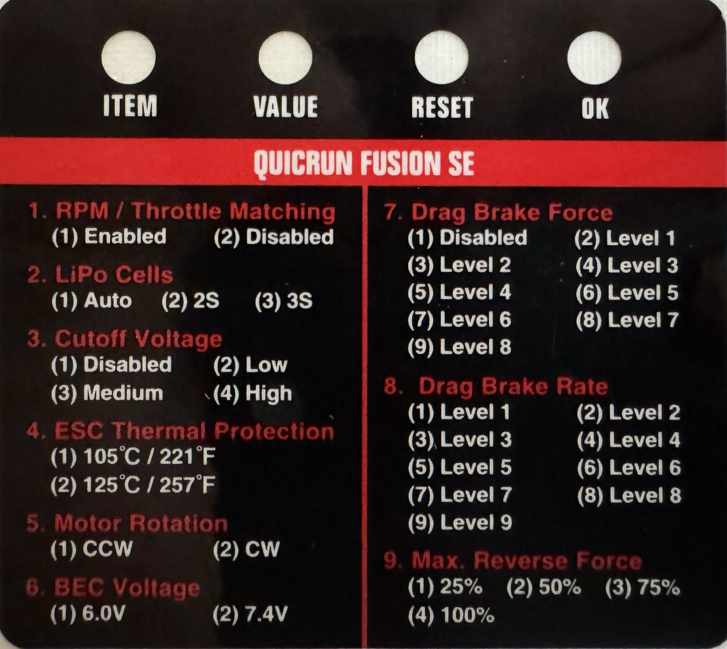 Hobbywing Fusion Pro プログラムカード　セット hobbywing LED Program Card For Cars & Trucks, xerun, ezrun